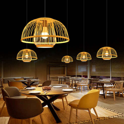 田园中式竹编餐厅阳台竹餐饮日式艺吊灯灯笼中国复古风灯饭店茶室