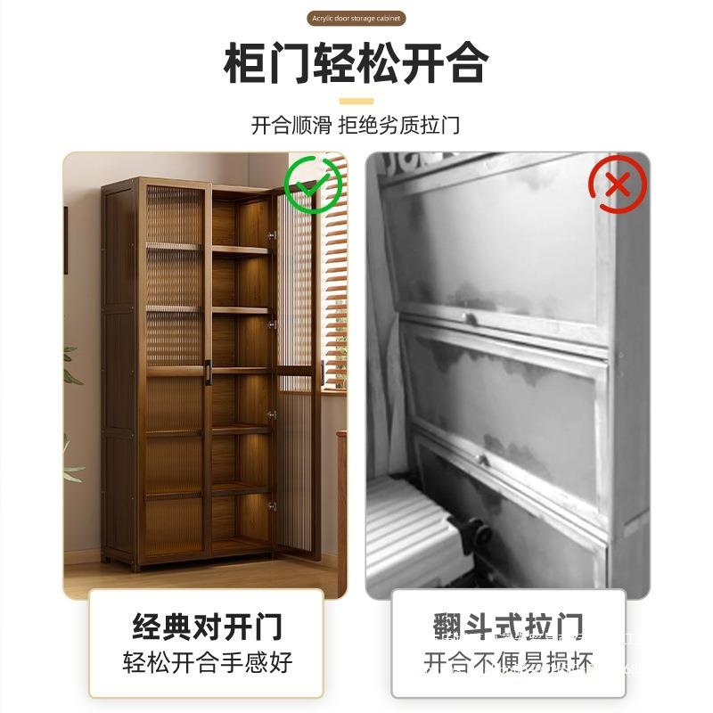 新款收纳柜组合柜书柜落地式透明玻璃门展示柜置物防尘收纳柜简易