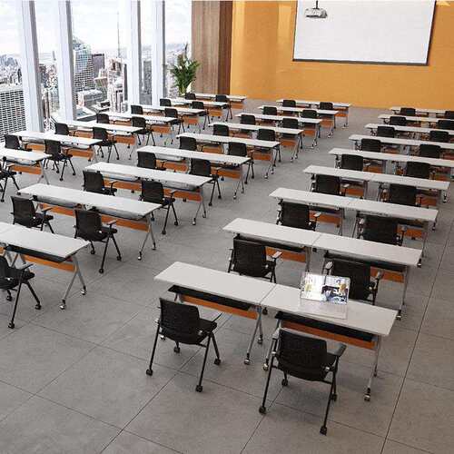 新品会议桌现代简约会议室办公桌多功能组合件移动条形双人折叠桌