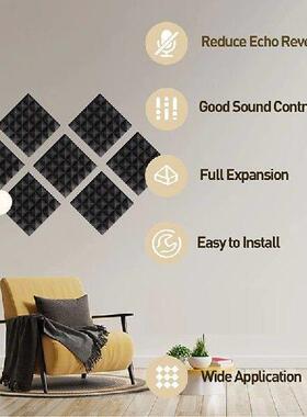 36 Pack 9.8X 9.8X 2 Inch Pyramid Acoustic Foam Sound Proof