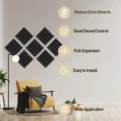 36 Pack 9.8X 9.8X 2 Inch Pyramid Acoustic Foam Sound Proof