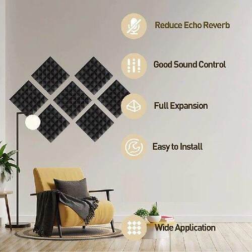 36 Pack 9.8X 9.8X 2 Inch Pyramid Acoustic Foam Sound Proof