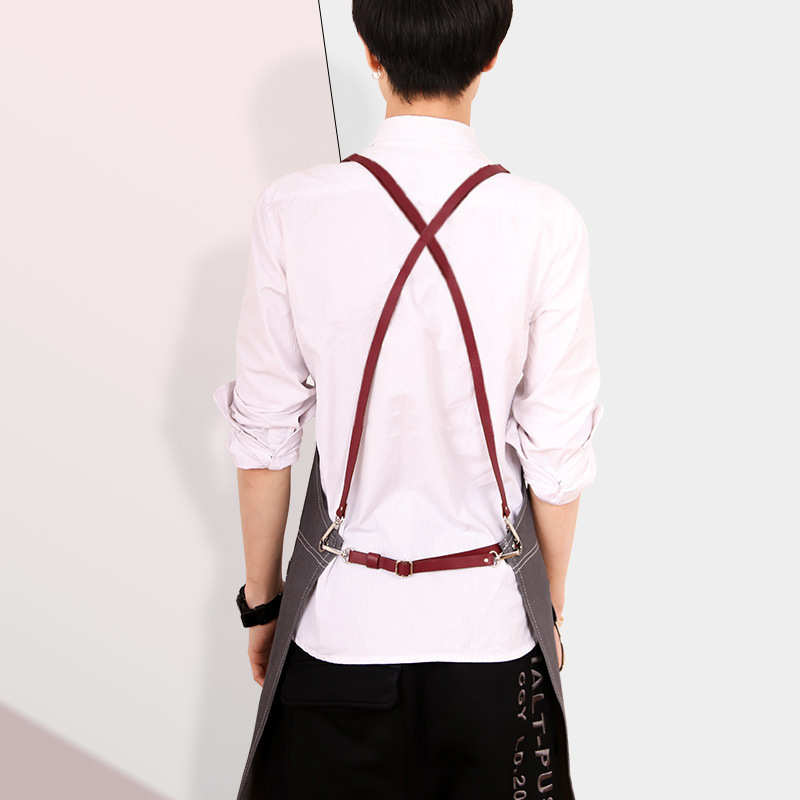 牛仔围裙咖啡店奶茶餐厅烘焙美发美甲画画男女工作服儿童定制logo