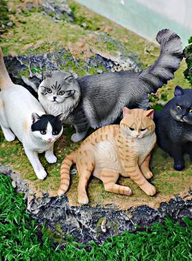 跨境仿真宠物猫咪模型儿童认知短毛猫宫里的猫布偶猫索马里猫摆件