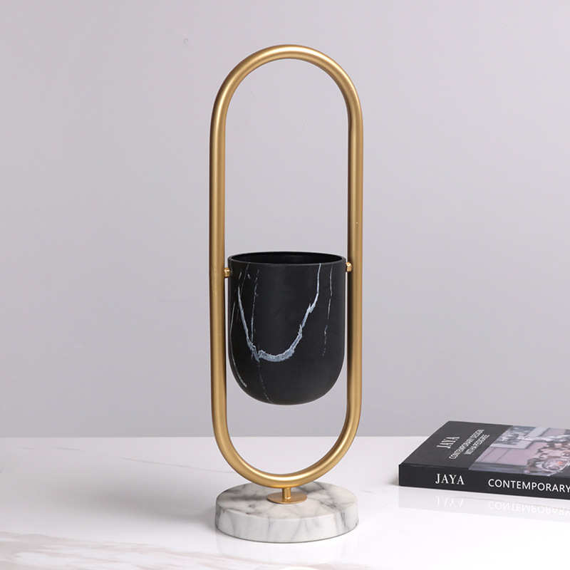 几何艺术感悬浮花瓶金属桌面造型摆件插花北欧家居装饰品吊篮花器