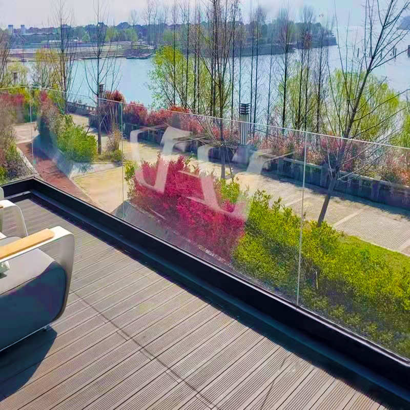 户外灯带钢化玻璃护栏铝槽楼梯平台阳台扶手卡槽明装u型玻璃地槽