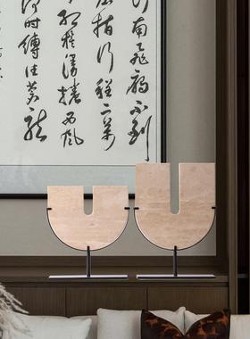 件现代创意洞新中式黄石大铁理石艺摆样板1051房玄关售楼处别墅装