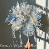 新娘结婚团扇重工双面喜扇diy中式 手工材料婚礼成品闺蜜古风扇子