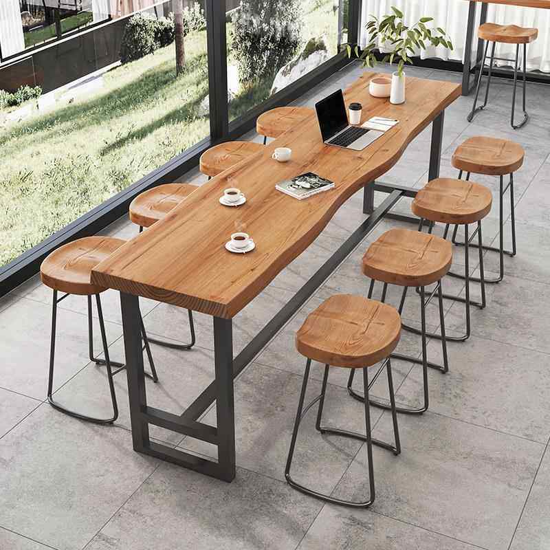 需定制吧台桌实木靠墙阳台休闲 酒吧台咖啡厅甜品奶茶店商用高脚