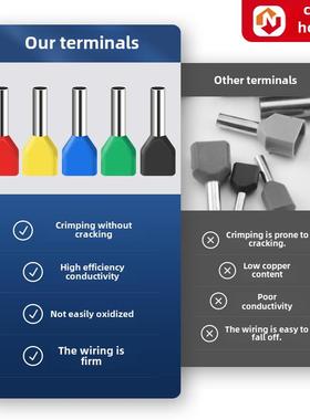 Te0508双线管式预绝缘端子座7508 1008 1508 2508 4012引脚6014