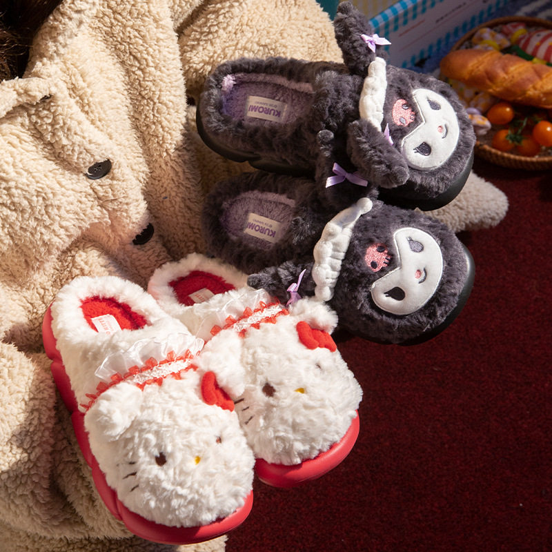 秋冬季新款卡通棉拖鞋女款室内居家爱防滑保暖外穿加绒加厚棉鞋