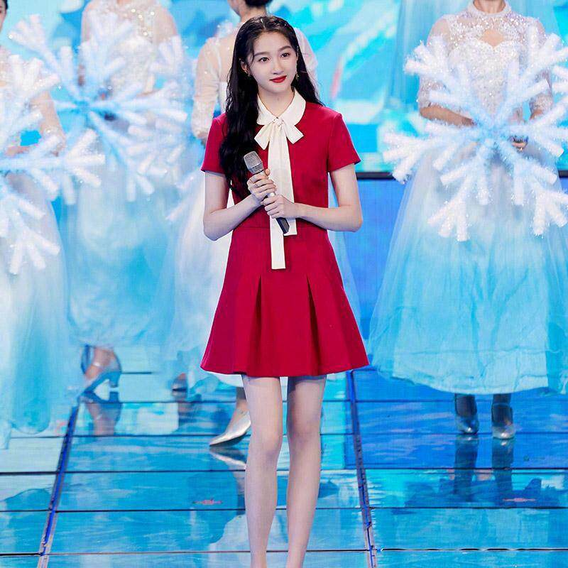 正品六出一红色礼服班服唱大合爱主持国演讲朗诵比赛中小学生演服