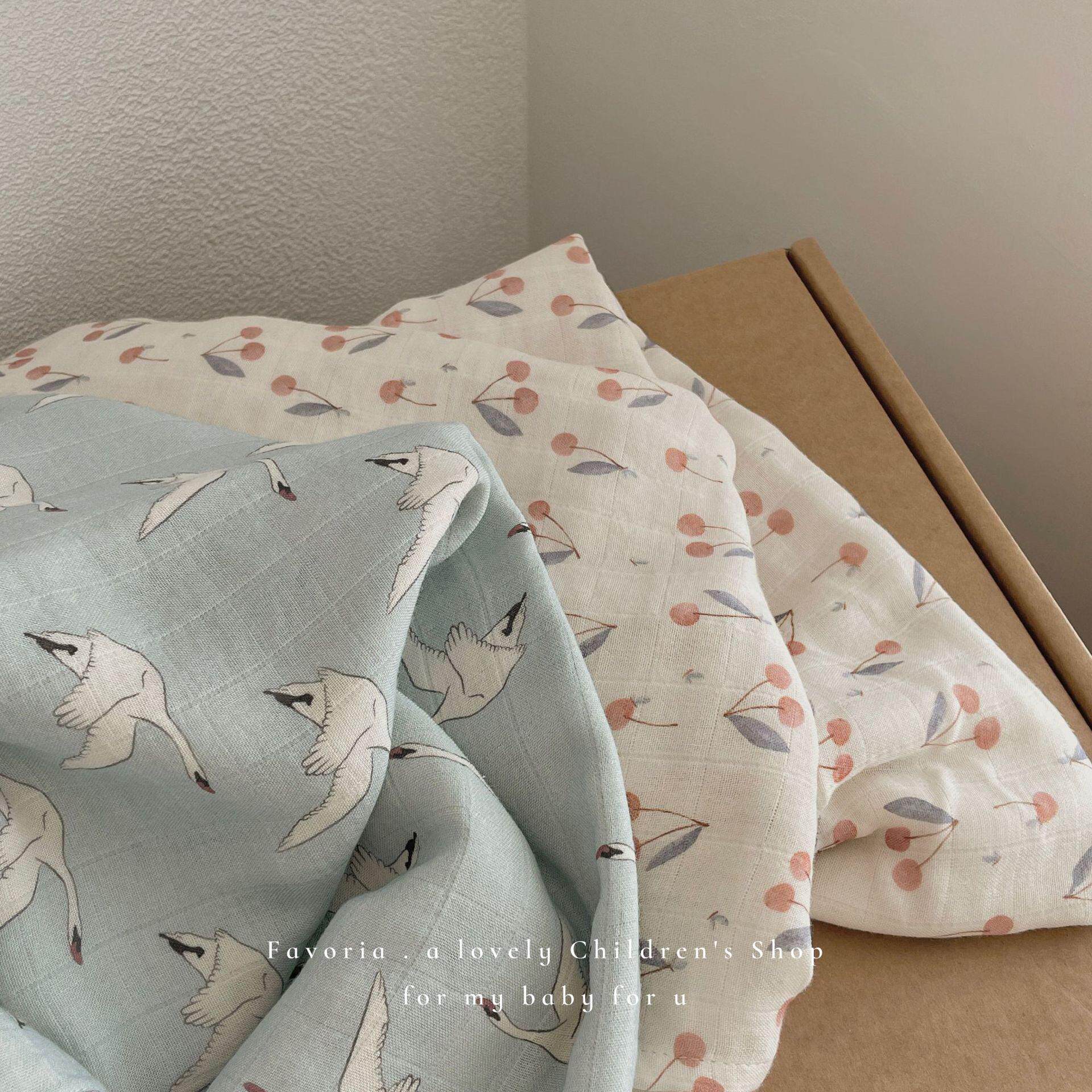 Favoria韩ins竹棉双层纱布婴儿包巾宝宝洗澡浴巾儿童幼儿园薄盖毯