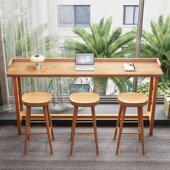 实木吧台桌酒吧西餐厅咖啡高脚桌子奶茶店休闲甜品靠墙长条窄桌椅