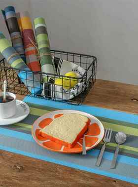 一条条纹的Teslin西餐垫，欧式风格可访问的豪华Pvc绝缘餐桌，餐