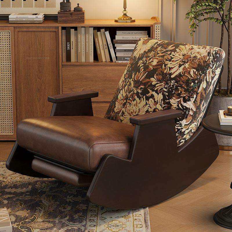 单人沙发实木沙发椅懒人休闲摇摇家用椅子躺椅阳台休闲椅客厅复古