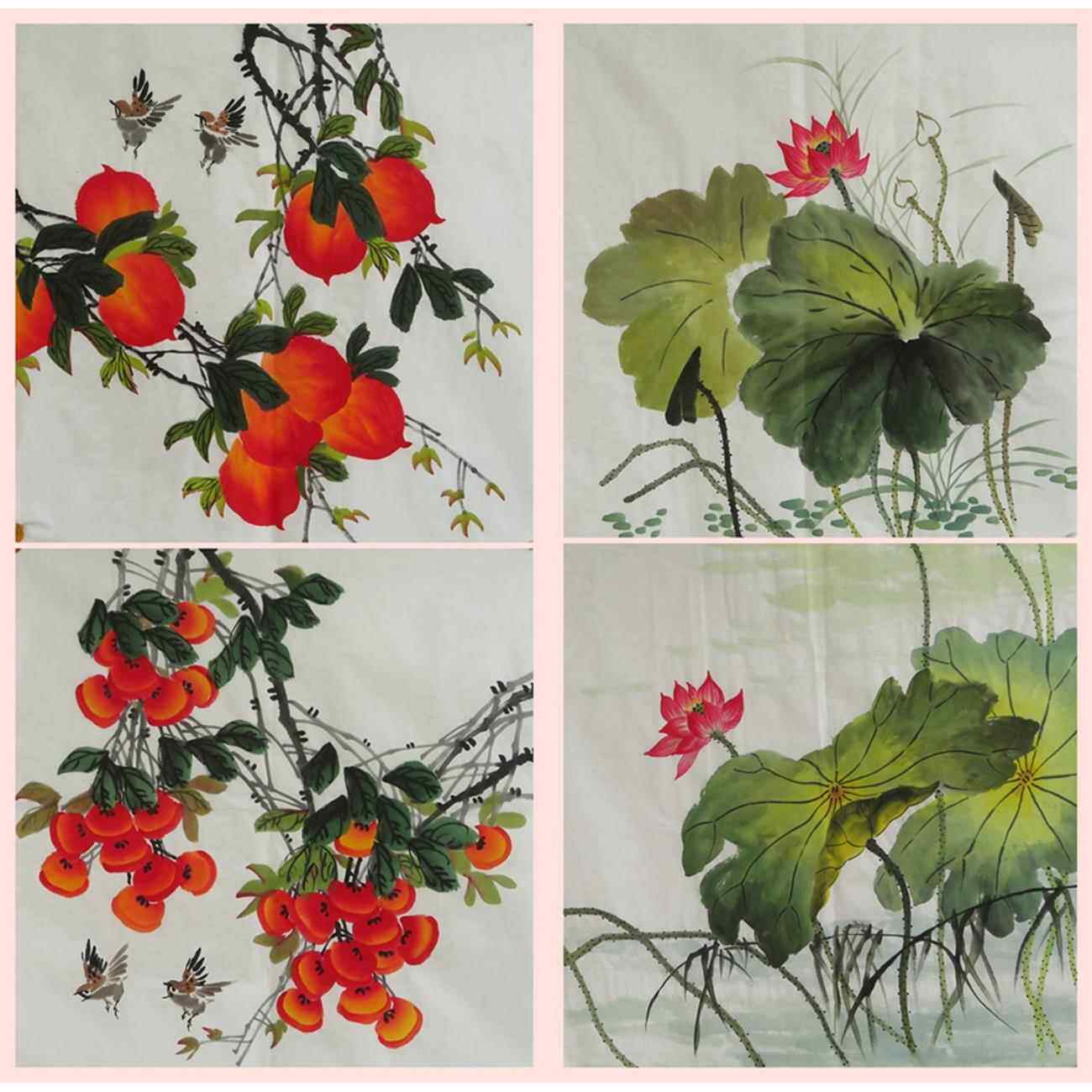 水墨玄关无款画芯 特价写意四尺斗方 手绘花鸟国画客厅装饰画R31