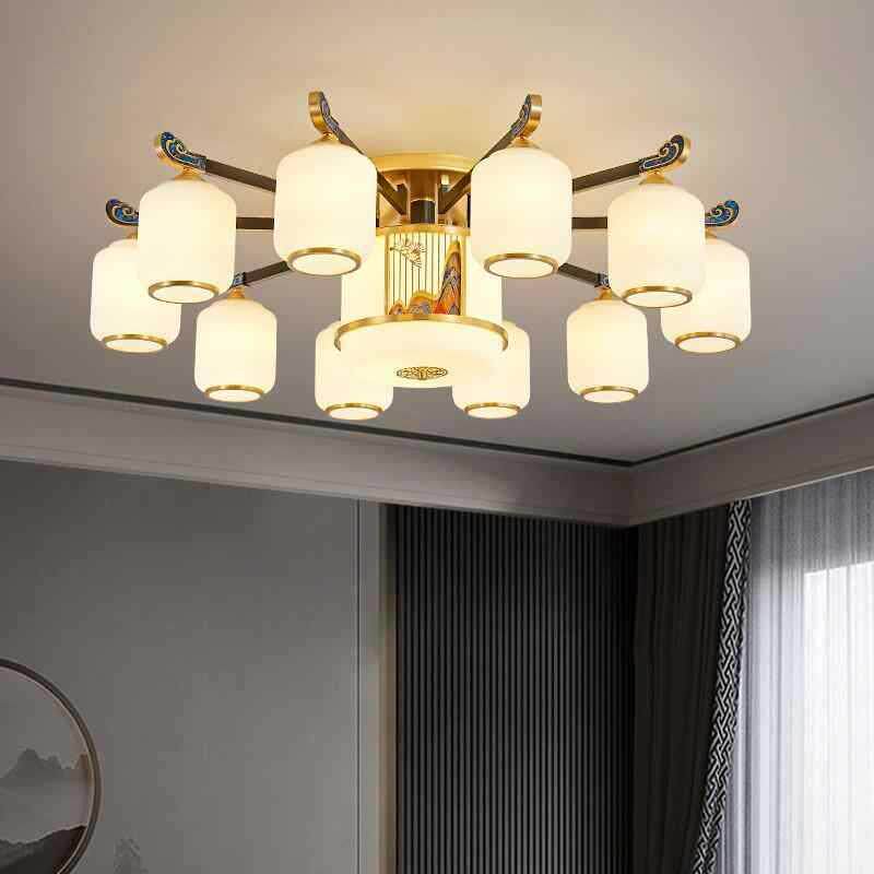 全铜实木新中式客厅灯大厅主灯中国风古典餐厅灯卧室主卧房间吊灯