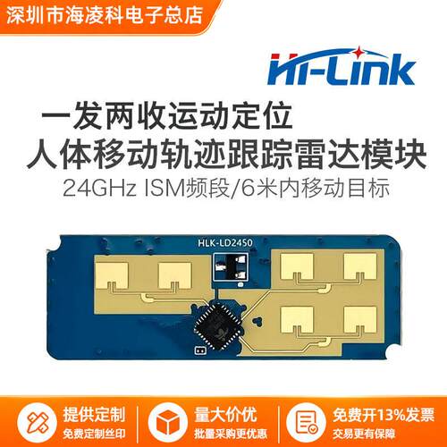 LD2450海凌科24G人体移动跟踪轨迹雷达模块一发两收壁挂式安装