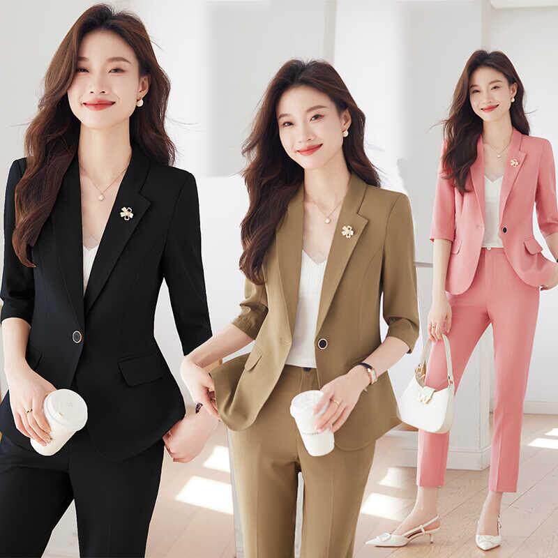 上班服西装套装女夏季中袖气质女神范高端正装小个子西服外套工装