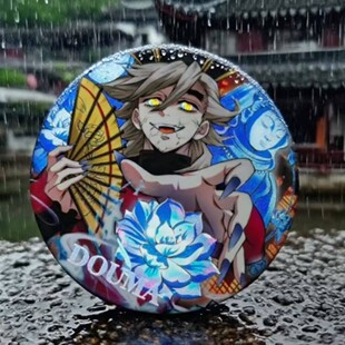 鬼灭之刃无限城周边上弦贰童魔吧唧徽章马口铁胸针挂饰谷子