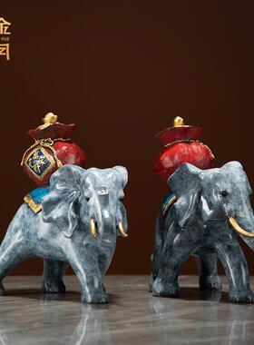 铜金岁月吉祥送宝大象铜摆件吸财吸福铜象公司乔迁新居入伙送礼品