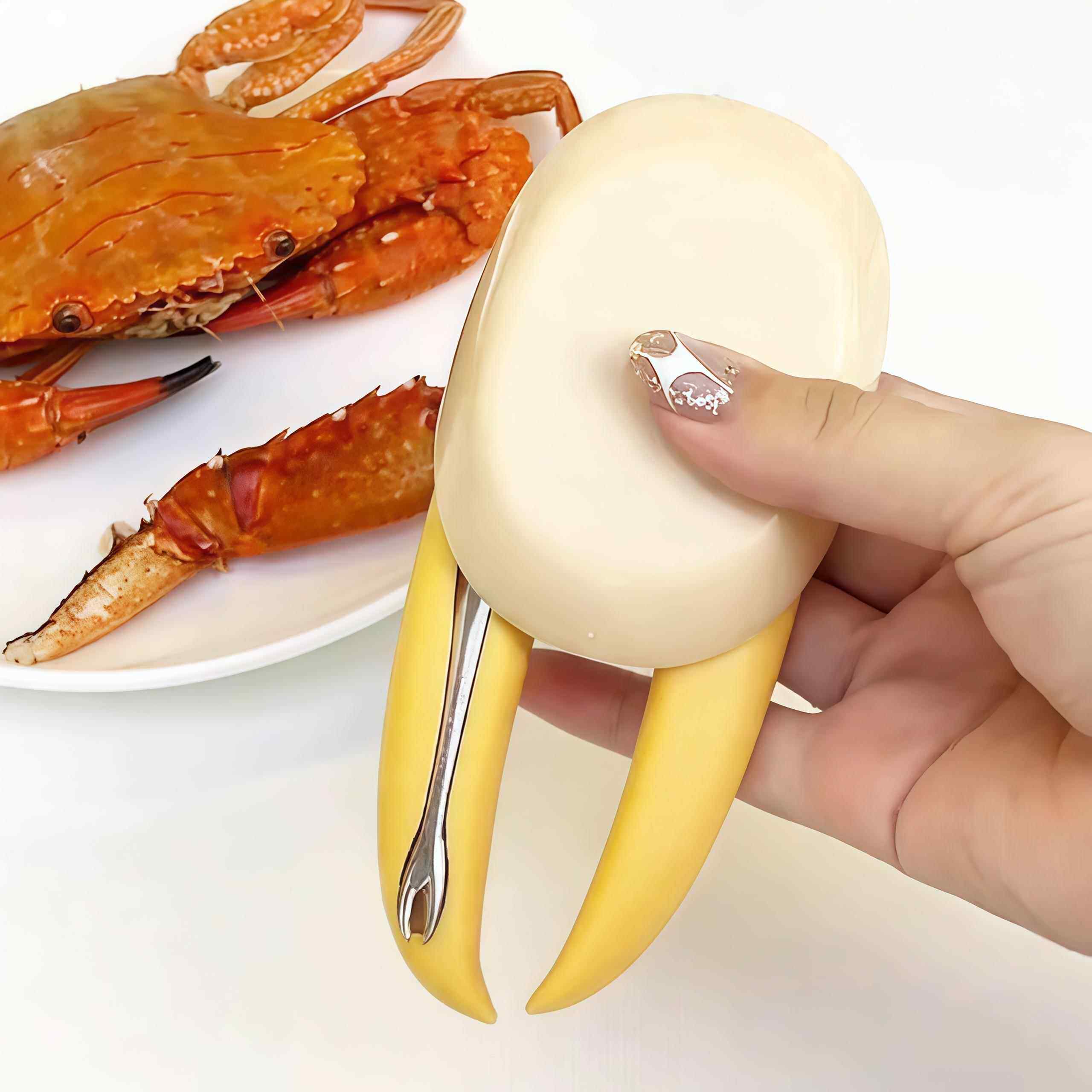 金属蟹钳夹不锈钢吃螃蟹专用工具三件套神器蟹八件剪刀家用剥蟹钳