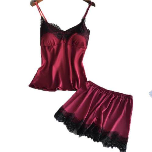 Suit Casual V-Neck Female 2 Piece Nightwear Shorts Set睡衣