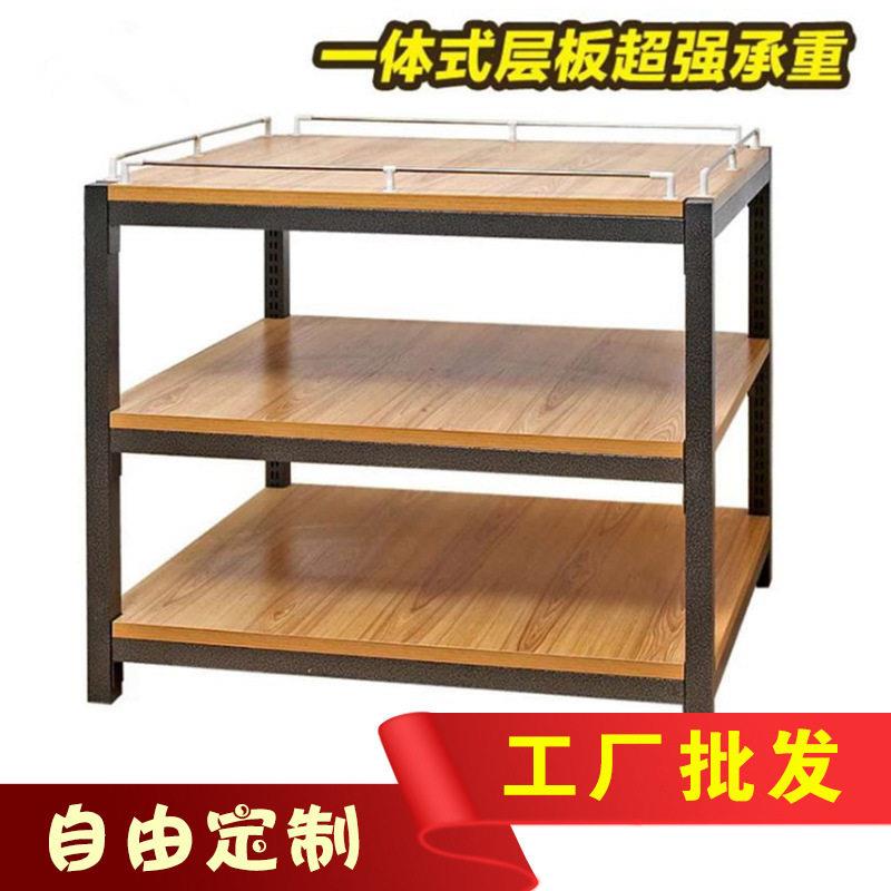 厂家超市钢木台档木纹木质特价花车货架展示促销车牛奶堆头