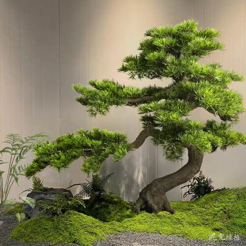中式仿真迎客松 仿真绿植假树落地会所大型景观道具中式禅意摆件