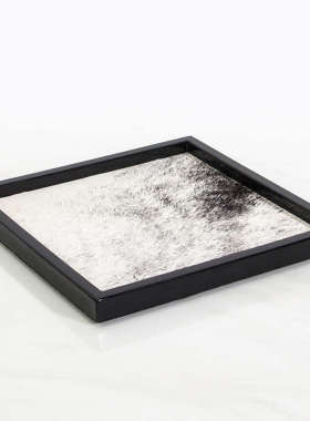 现代轻奢新中式马毛方形托盘摆盘样板房民宿客厅餐厅卧室饰品摆件