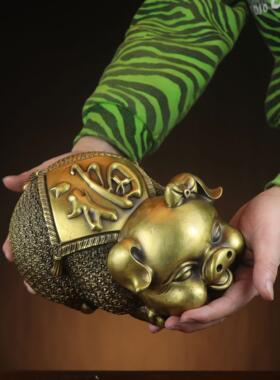 杨铜记铜猪摆件工艺品创意礼品财字福字猪对猪财福财富猪