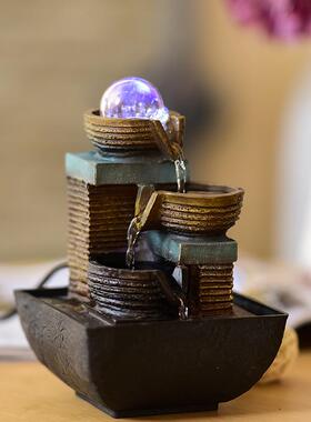 高档桌面小假山风水轮办公环室摆小喷泉循流水器景件水家用室内装