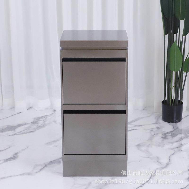 美发店不锈钢剪发柜子发廊储物架小柜推车简约理发店工具柜银色