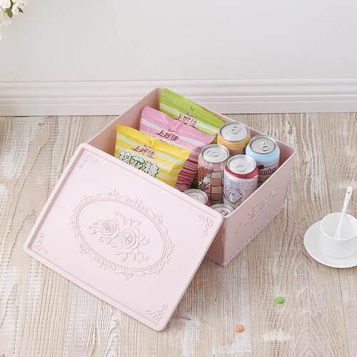 Dust-proof and decorative square plastic storage box with a