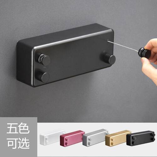 隐形收缩壁挂晾衣双绳酒店阳台浴室加粗不锈钢丝晒被绳免钉