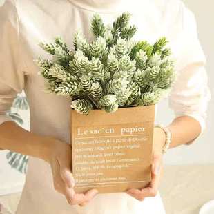 松果草菠萝草花家居装 饰婚庆手捧花植物墙假草绿色植物假花