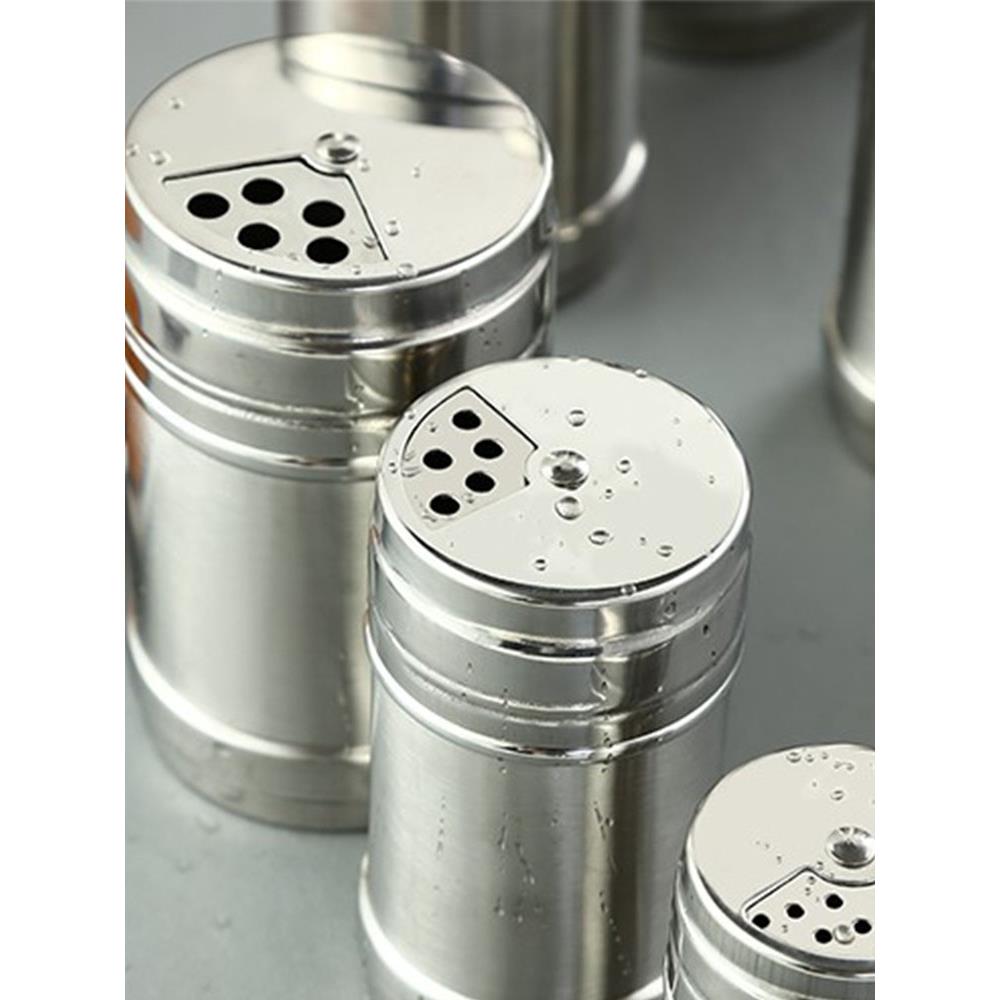 不锈钢调料盒烧烤调料罐子调味瓶胡椒孜然佐料撒料撒粉瓶罐旋转式