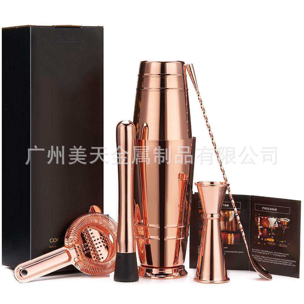 亚马逊直供304不锈钢波士顿调酒套装美式外贸shaker跨境鸡尾酒