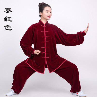 正品小和山金丝绒太极女不倒绒太拳练功服中极老表年晨练服服武术