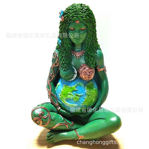 源头厂家热销树脂地球胜利女神雕像吉亚大地圣母摆件现货