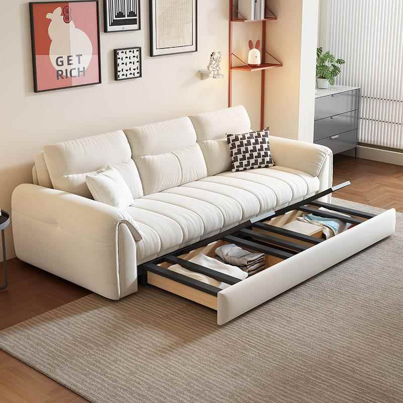 奶油猫抓布沙发床折叠两用多功能客厅小户型钢琴键家用布艺沙发床