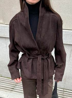 Suede Jacket 2026秋冬新款复古仿麂皮绒长袖夹克磨砂绒外套女