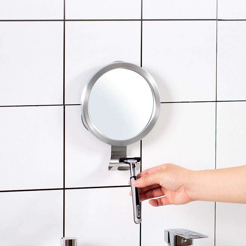 化妆室高清防雾镜洗手间洗漱台浴室柜小镜子圆形吸盘式免打孔壁挂