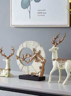 Q2W北欧风格简约树脂鹿摆件创意美式家居客厅电视柜酒柜装饰品玄