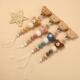 Pacifier Clip Beads Beech Crochet Wood Animal Baby Cartoon