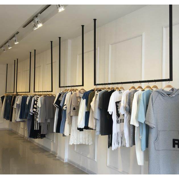 服装店铺悬吊式天花板悬挂衣架吊架上墙男装女装展示架婚纱货架壁