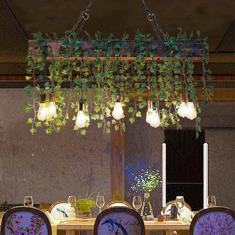 古风长条船木吊灯创意个性吧台收银台餐厅吊灯楼梯卡座装饰植物灯