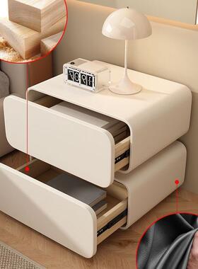智能床柜奶油约现代实风木床头收纳柜卧室轻头F97TT5J9奢感床简头