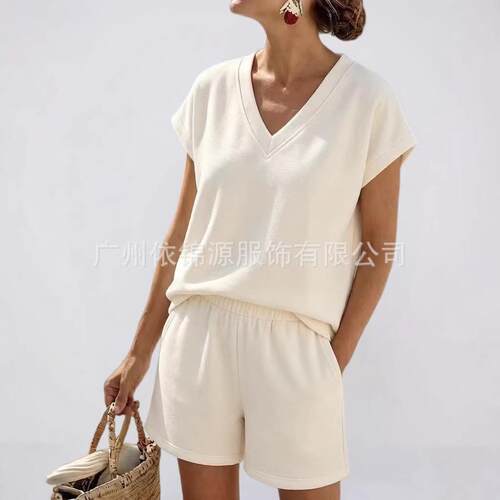 New Womens Short Sleeve Top And Shorts Set Ideal For Daily